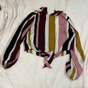 Stripped tie up shirt